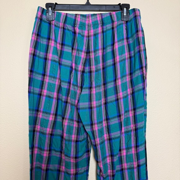 Victoria’s Secret Pink Green Plaid Pajama Pants Elastic Ankles- Medium - Picture 5 of 7